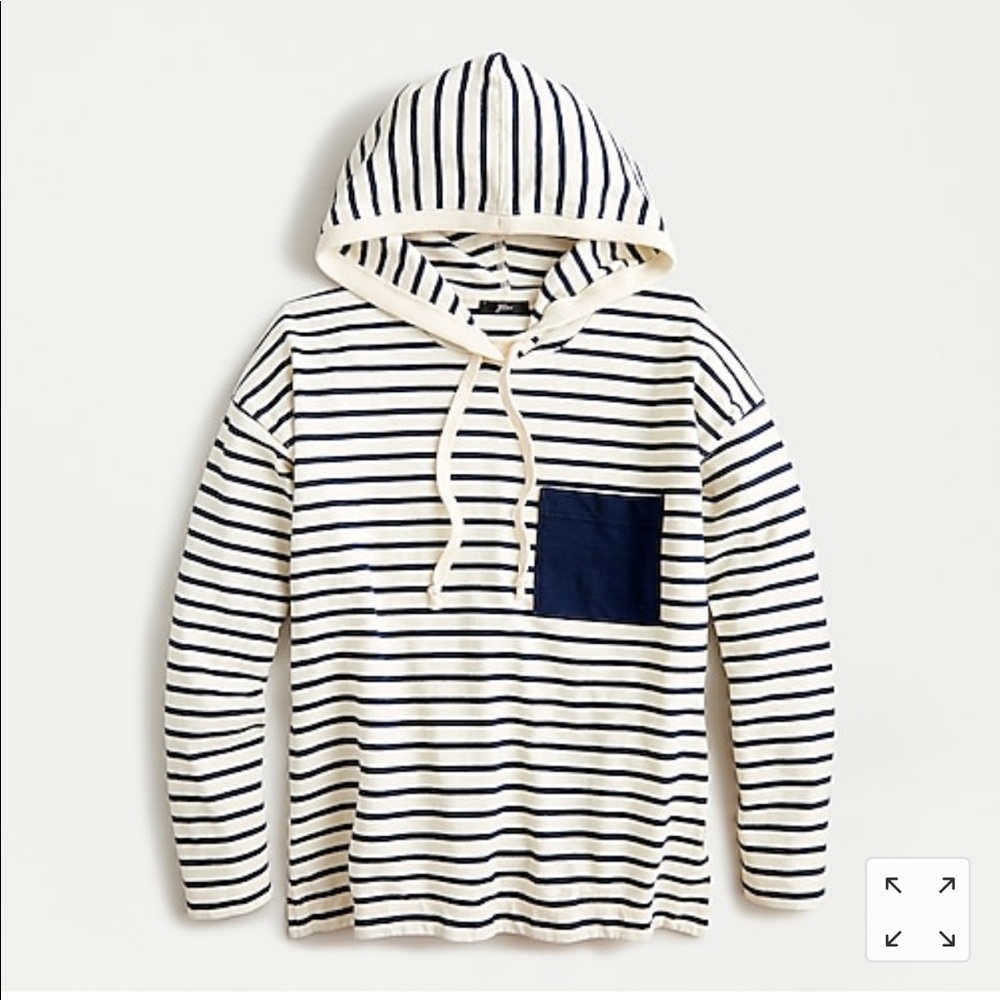 Patch pocket hoodie in striped Mariner cloth